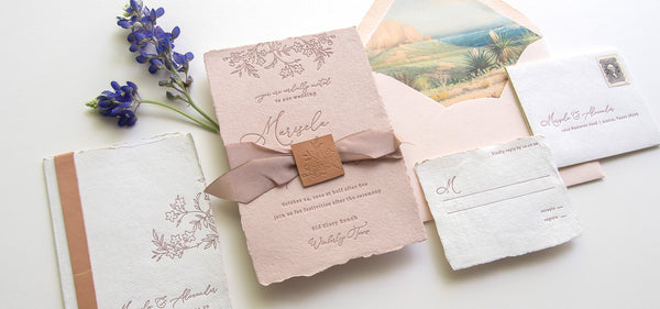 Deckle Edge Floral Blush Invitations
