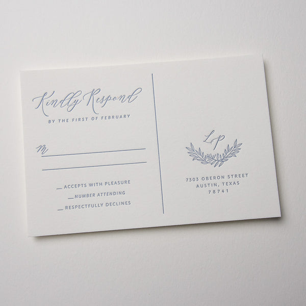 Branches and Hand Drawn Border Letterpress Invitations