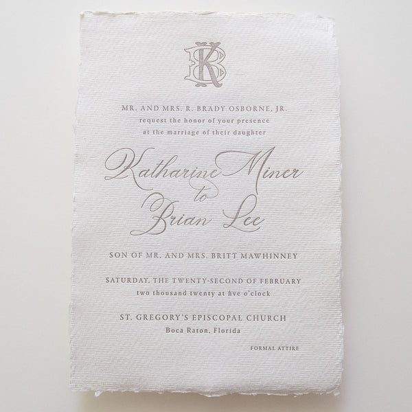 Deckle Edge Monogram Invitation